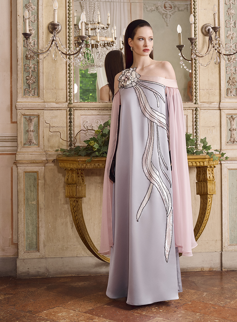 Abito da cerimonia con scollo off-the-shoulder Gianni Molaro