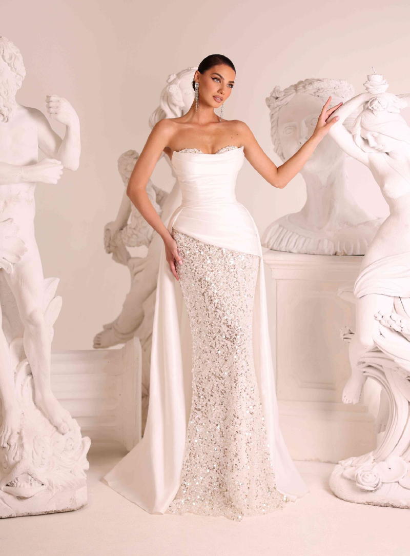 Abito a sirena con scollo a cuore drappeggiato Fabiana Ferri