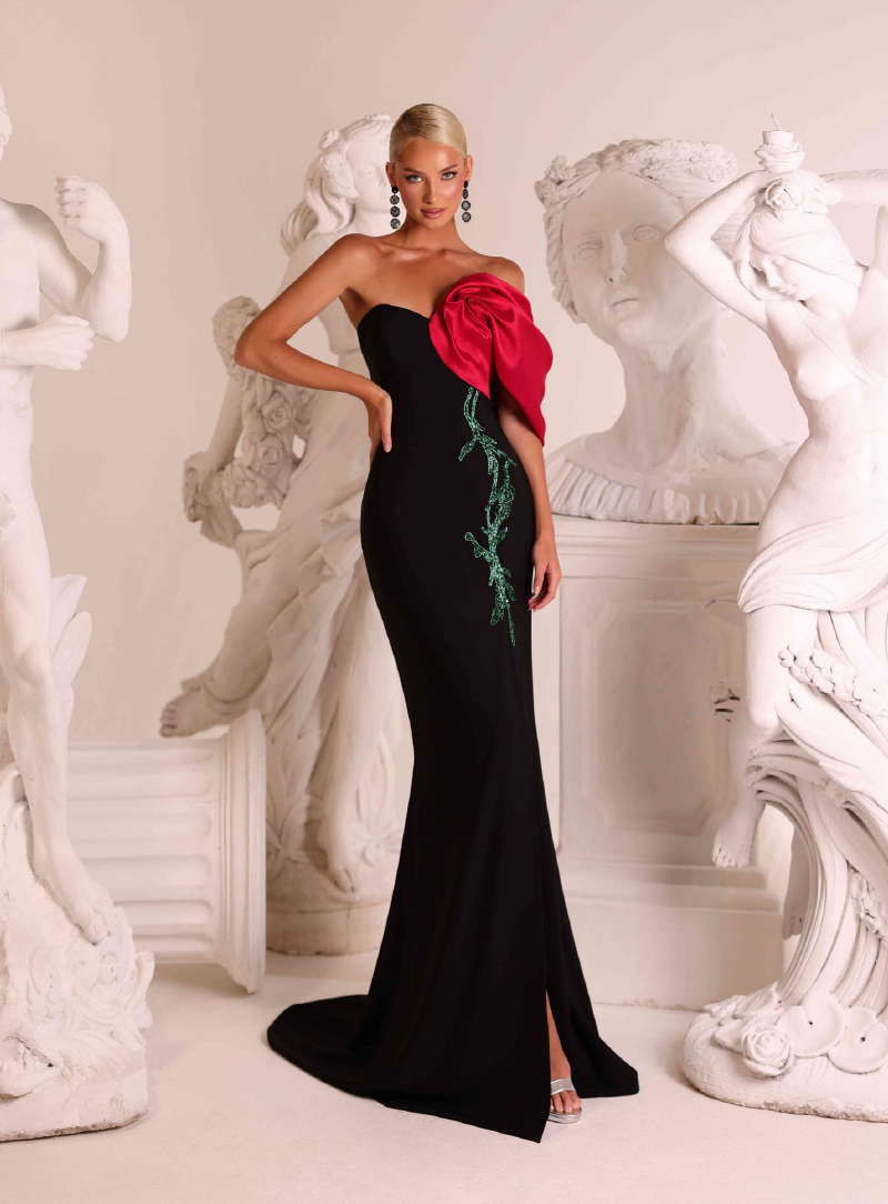 Abito da sera va sirena con dettagli floreale Fabiana Ferri